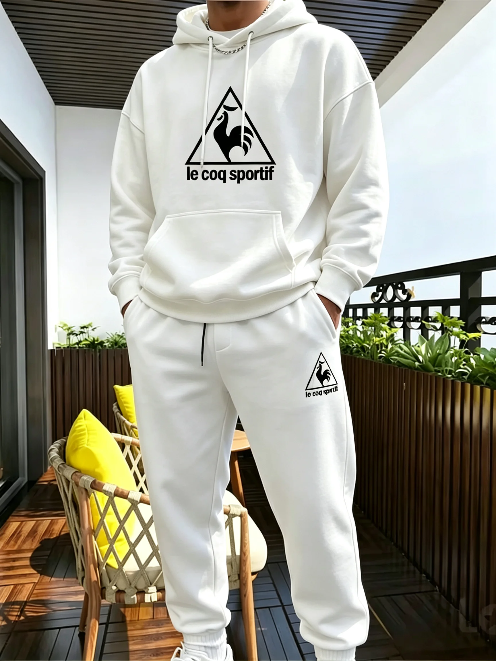 Conjunto deportivo de traje para hombre 2026 - Nuevo conjunto de dos piezas de otoño-invierno, sudadera para parejas y pantalones casuales con cordón, traje informal