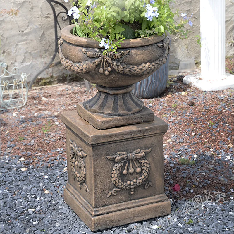DSA Outdoor Bronze Flower Pot Vintage Villa Ornament Decoration Garden Wedding Balcony Garden Crafts