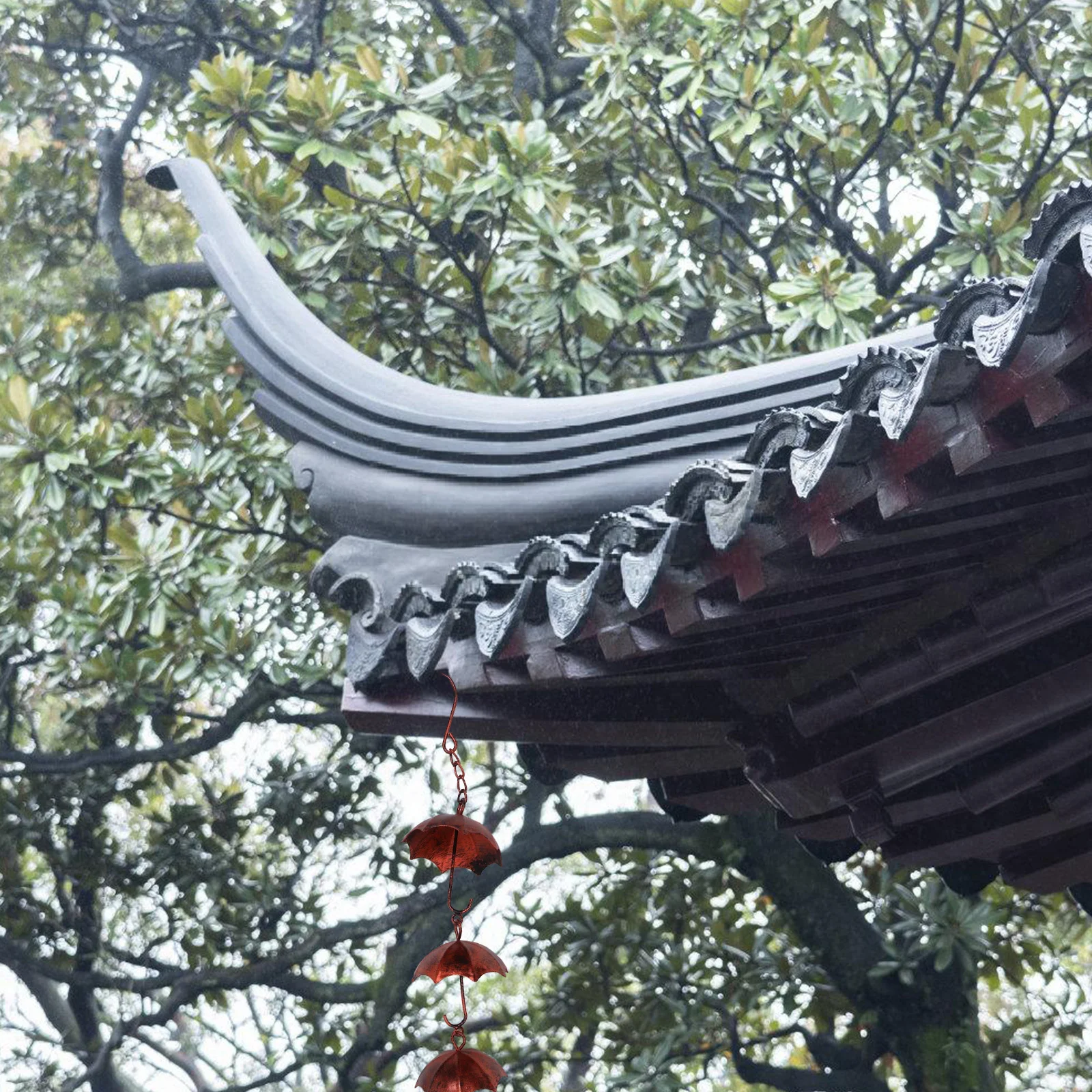 

Vintage Style Iron Rain Chain Bell Decorative Rain Chains for Gutters and Roof Corner Functional Downspout Wind Chime