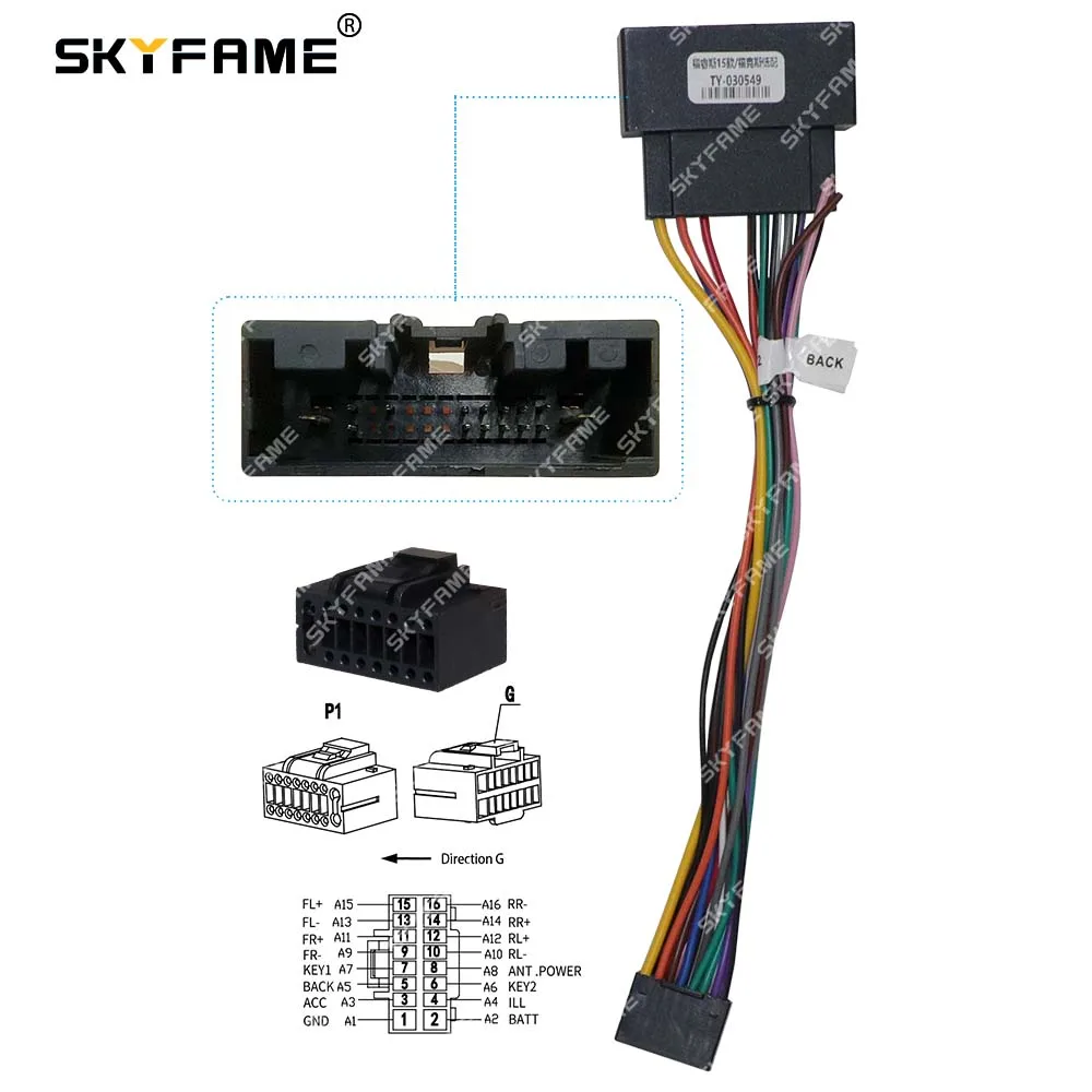 SKYFAME سيارة 16pin الأسلاك تسخير محول أندرويد راديو كابل الطاقة لفورد مرافقة العبور