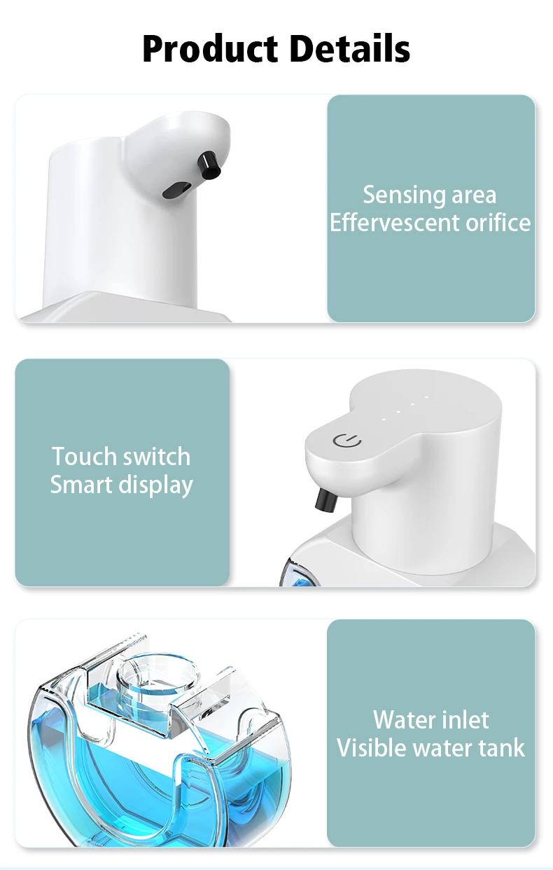 420ML Light Display 4-Gears Adjustable Control Infrared Induction Automatic Sensor Soap Dispenser Electric Hand Sanitizer Bottle