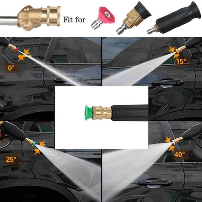 Pressure Washer Spray Nozzles Tip,Replaceable Multiple Degrees Power Washer Accessories Kit(Pivoting Coupler+4 O-Rings) 1/4 Inch