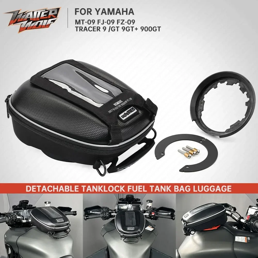 Saco de tanque de combustível para motocicleta, Telefone Navegação Mount Bagagem, Tanklock, Yamaha MT09 Tracer 900 GT FZ09 FJ09 Fazer 250 FZ25 FZS25