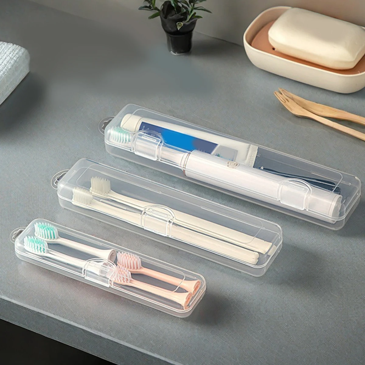 Portable Dustproof Toothbrush Storage Box Outdoor Travel Transparent Plastic Toothbrush Holder Toothpaste Storage And Organizer