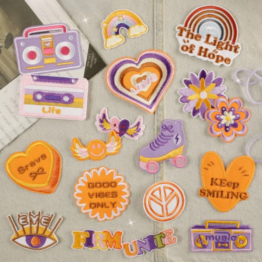 

Embroidered Speaker Label Rainbow Letter Embroidery Stickers Patch Badge Cloth Patches Appliques for Clothing Iron on Scp