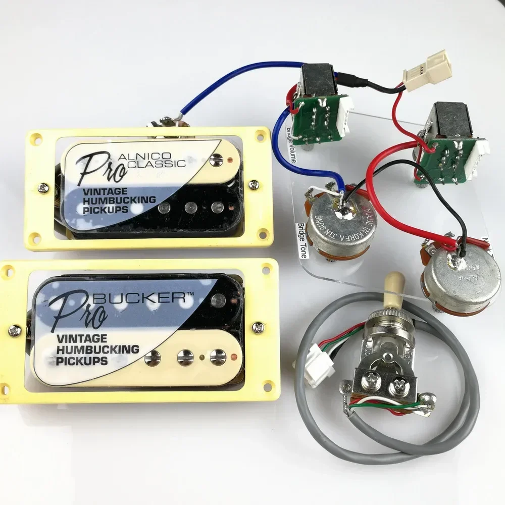 Hot Sale--1 Set Standard ProBucker Alnico Electric Guitar Zebra Humbucker Pickups With Pro Wiring Harness