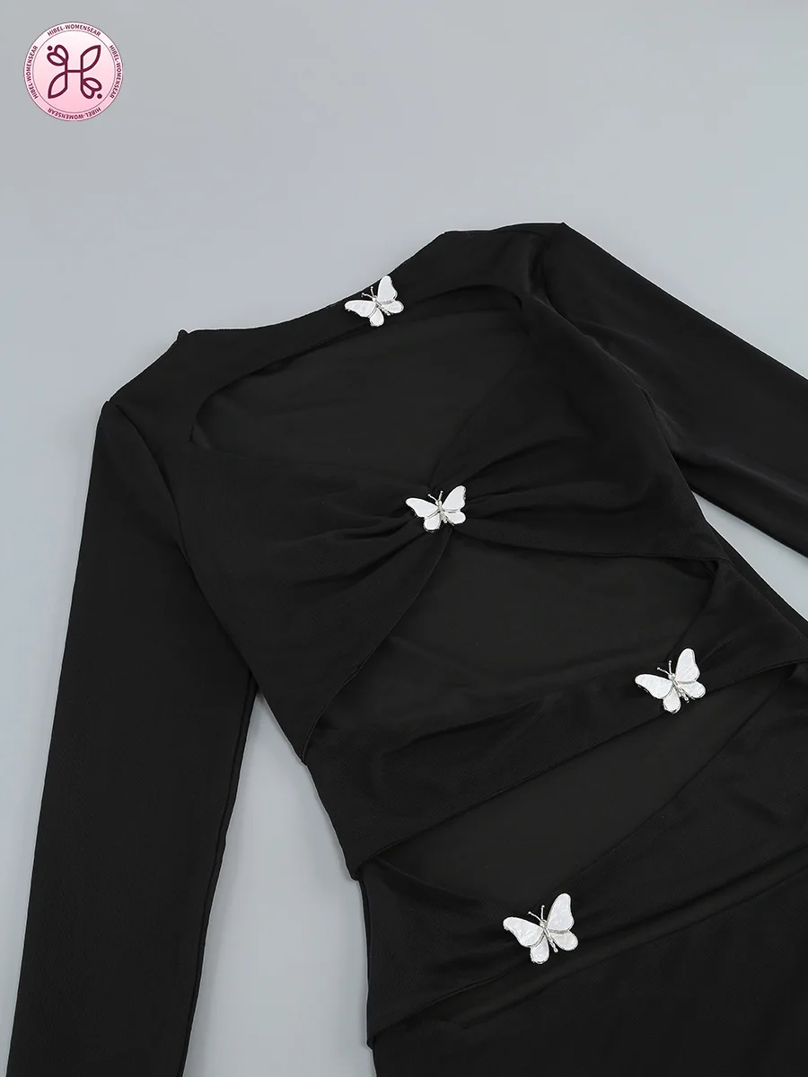 Maxi aderente con ritaglio: fiocco in metallo e spacco alto, abito da notte di gala