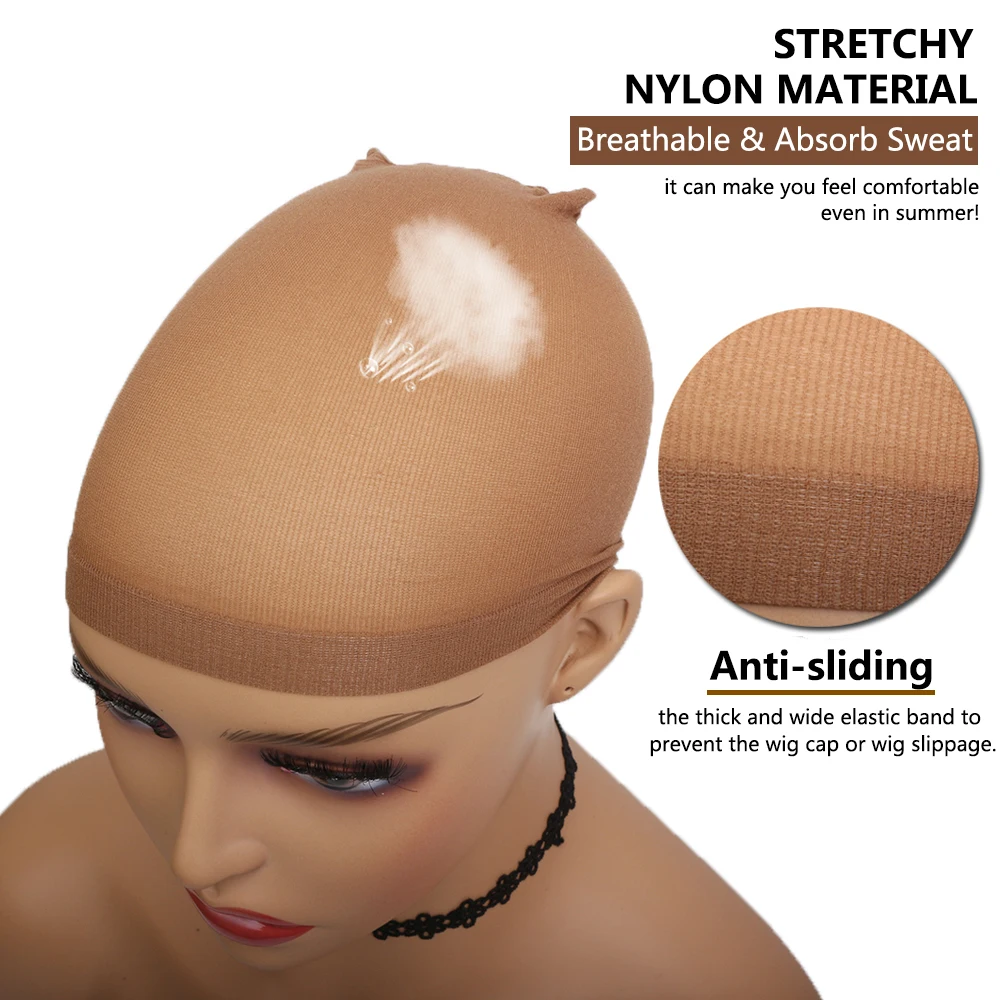 2Pcs/Pack Wig Cap Stretchable Mesh Snood Hairnet Free Size Net For Wig Black/Brown/Beige Stocking Wig Cap Cosplay Hair Nets