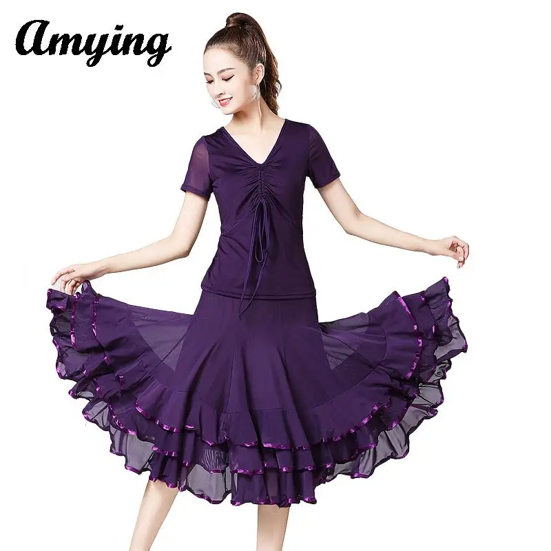 

Lady Modern Dance Training Suit Latin Waltz Tango Standard Social Dance Square Dance Performance Competition Practice Costume