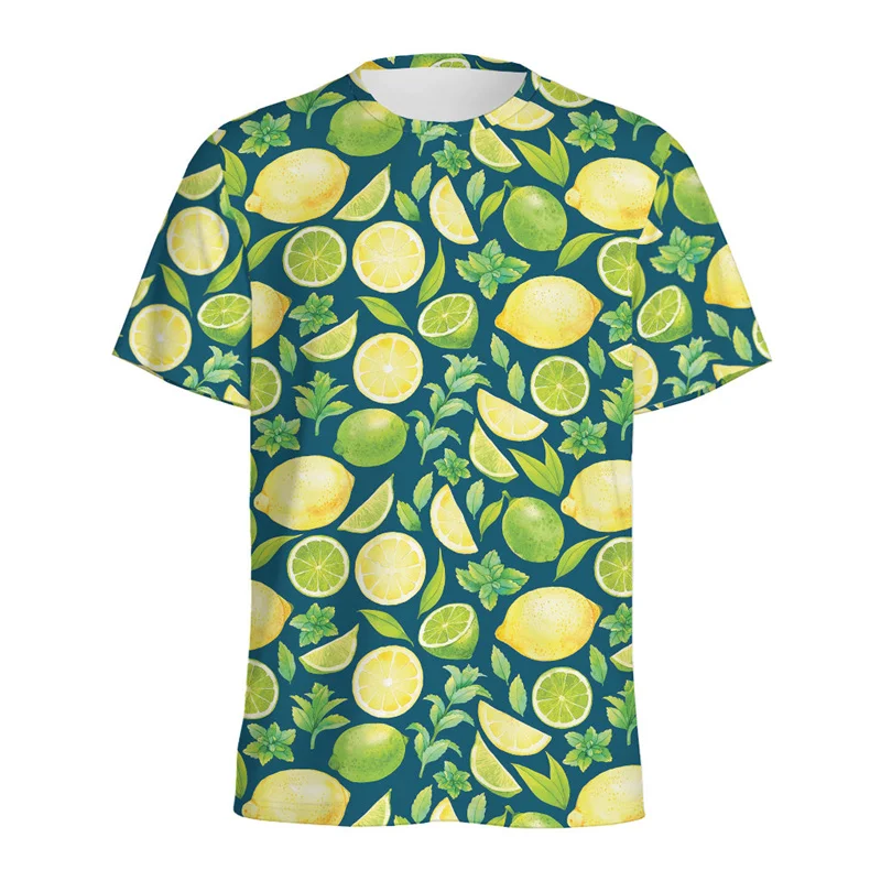 Fashion Fruit Lemon Pattern 3D Print T-Shirts Men Women O-Neck T Shirt Short Sleeve Oversized Harajuku Tees Tops Man Clothing