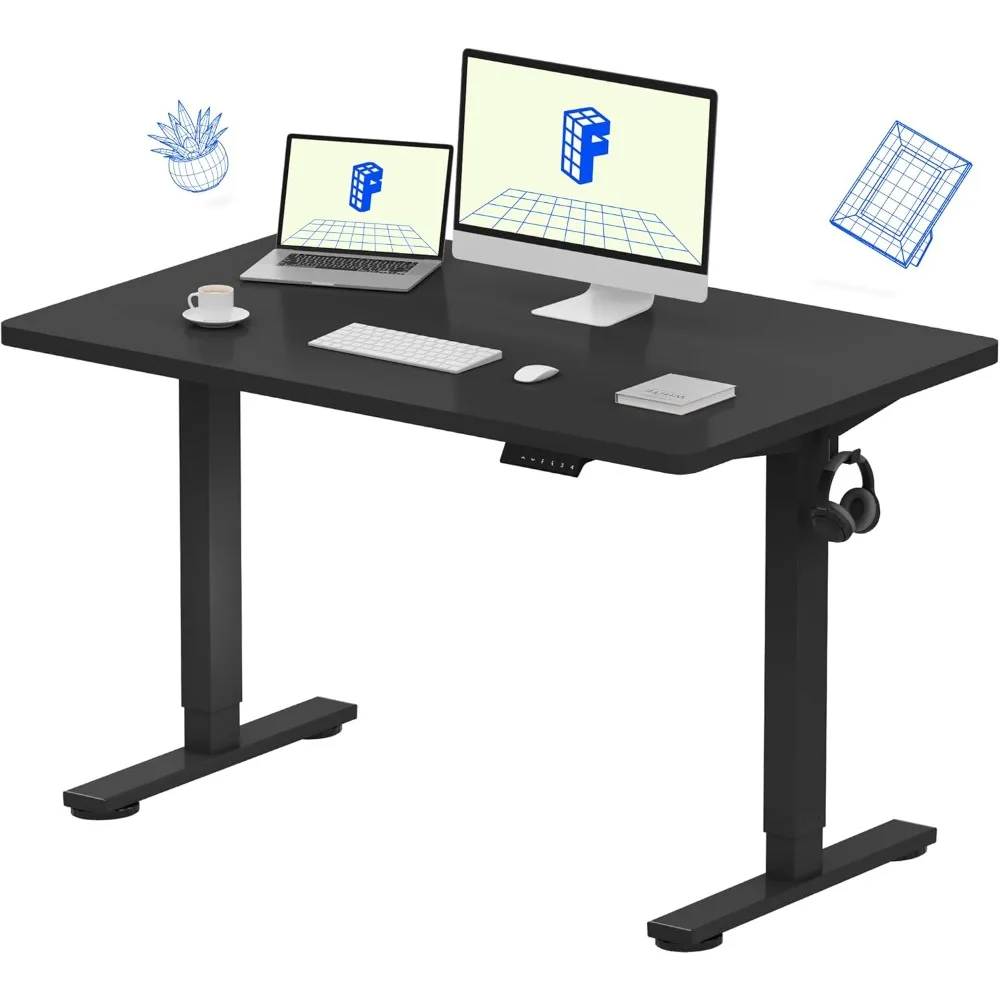 

EN1 Whole Piece Standing Desk 48 x 30 Inches Height Adjustable Electric Sit Stand Home Office Desks (Black Frame + Black top,2