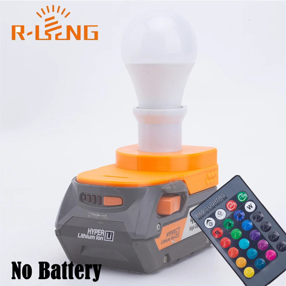 5W LED Work Light Work E27 Bulb For Ridgid AEG 18V Lithium Battery Indoor and Outdoor Lamp With Remote Control(NO Battery )