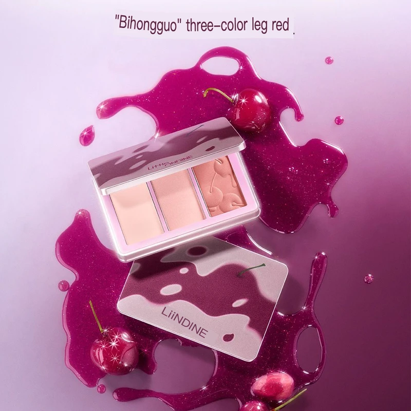 Three-color Blush Palette, Blush Cream, Matte And Highlight, Natural Complexion Enhancement, Multi-color Combination