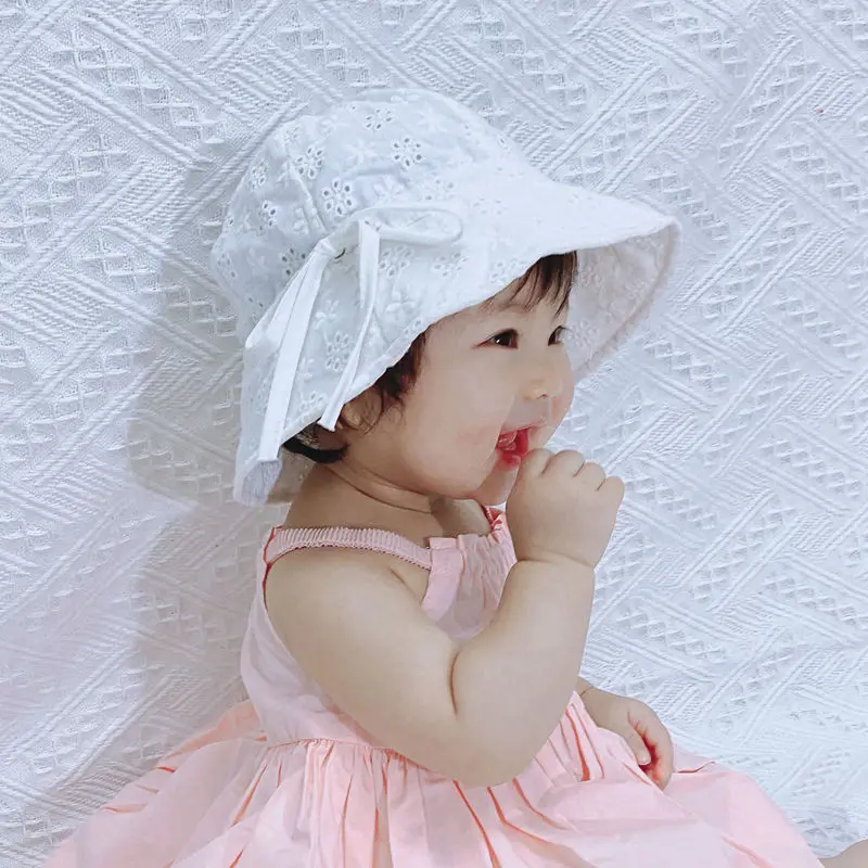 New Panama Summer Baby Sun Hat Outdoor Baby Girls Hat Lace Bowknot Cotton Baby Hat Cap Infant Toddler Sun Cap