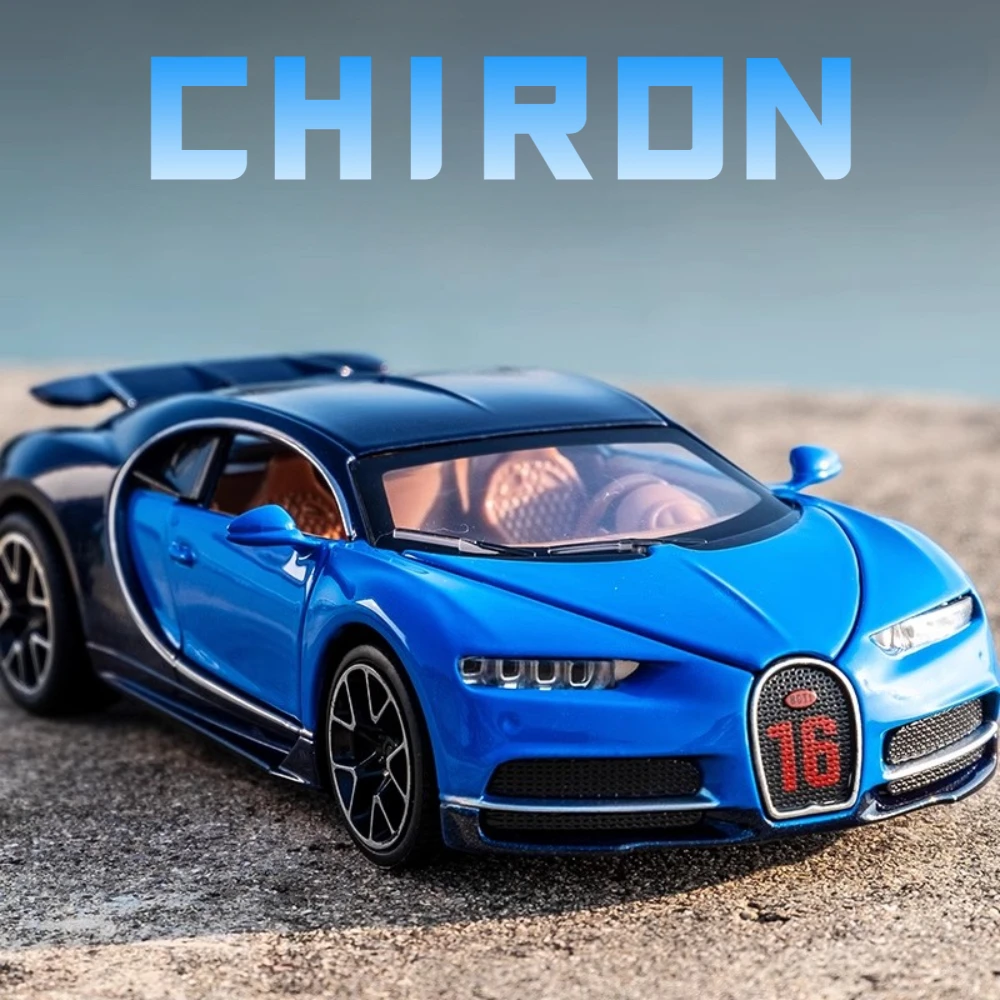 Maßstab 1:32 Bugatti Chiron Legierung Spielzeugauto Modell Druckguss Metall Sound Licht Zurückziehen Simulation Fahrzeugmodelle Hobby Ornamente Geschenk