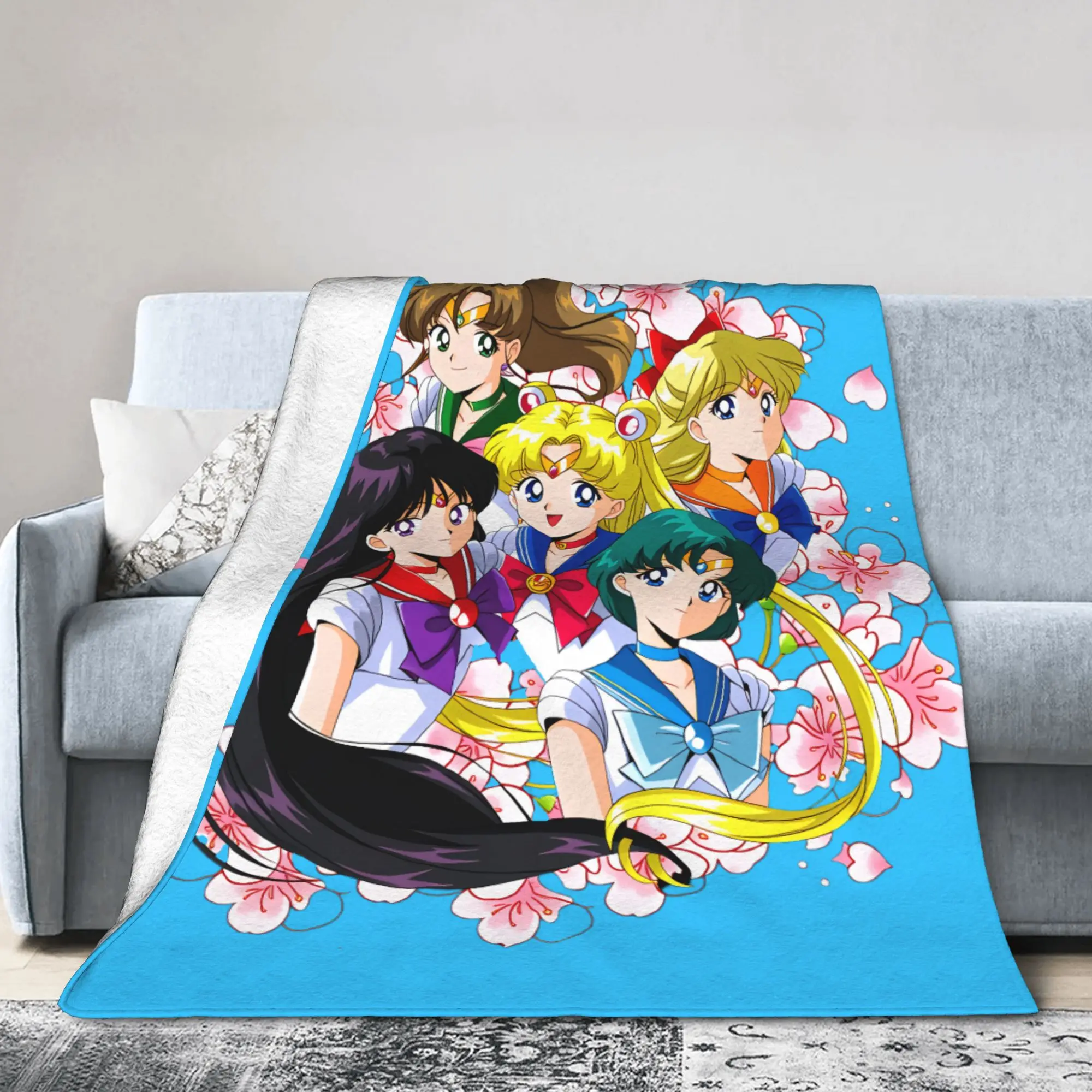 Custom Sailor Moon Mars Mercury   Blanket 3D Print Soft Flannel Fleece Warm Jupiter Throw Blankets for Car Bedroom Couch Quilt
