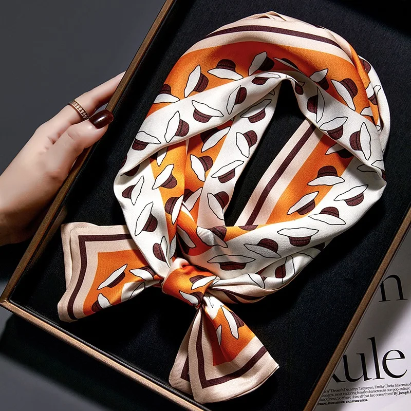 Luxus Hahnentritt Druck Nachahmung Seide Schal Stirnband Halstuch Foulard Weibliche Haar Schals Krawatte Dünne Schals Weiche Satin – Detail 11
