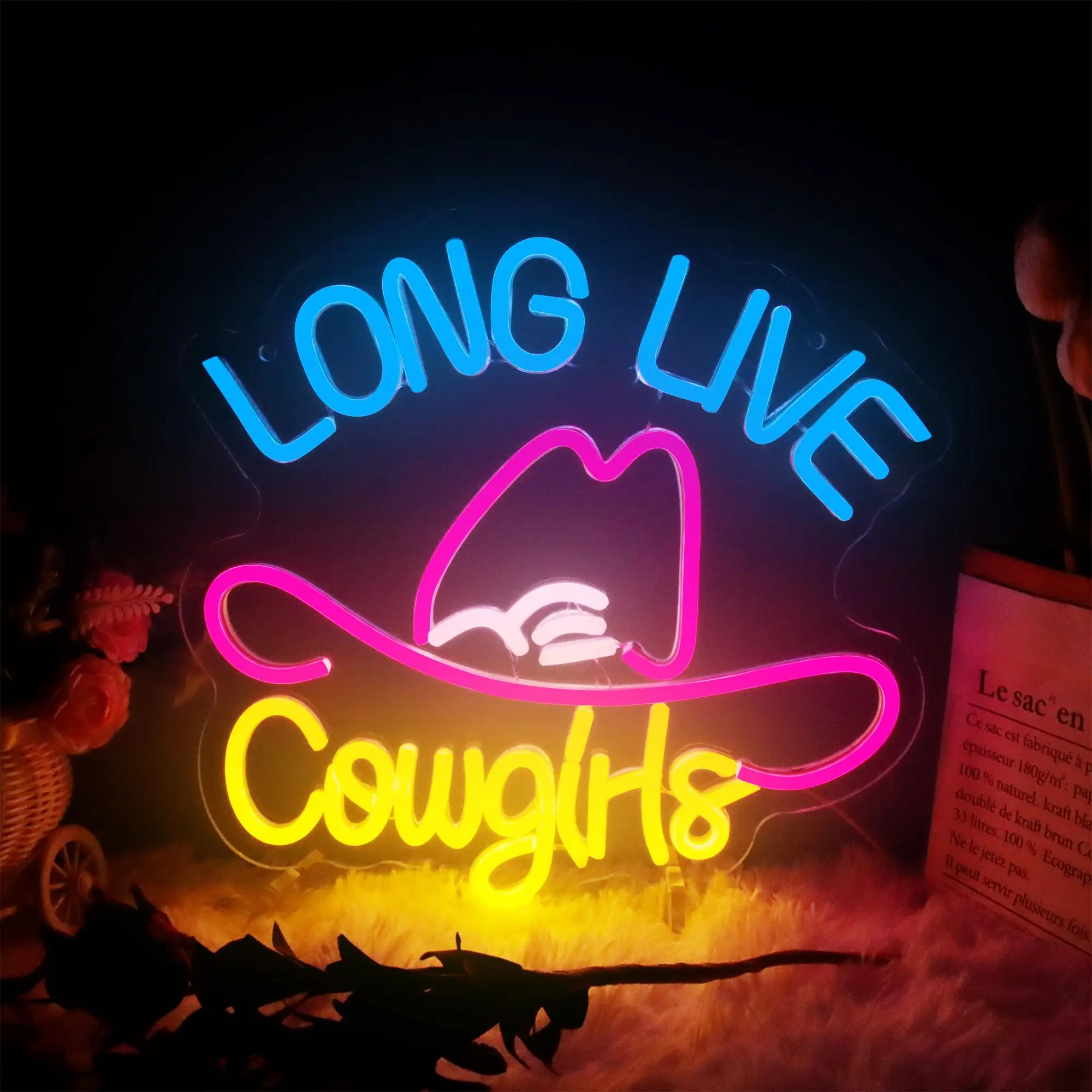 

Cowboy Hat Glowing Sign Led Colorful Cowboy Neon Light, Suitable for Wall Decoration, Bedroom, Game Room, Living Room, Bar