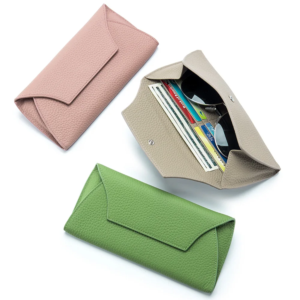 

Genuine Leather Long Clutch Wallet Bags Women Simple Coin Purse Card Holder Key Lipstick Storage Phone Pouch Case For Girls