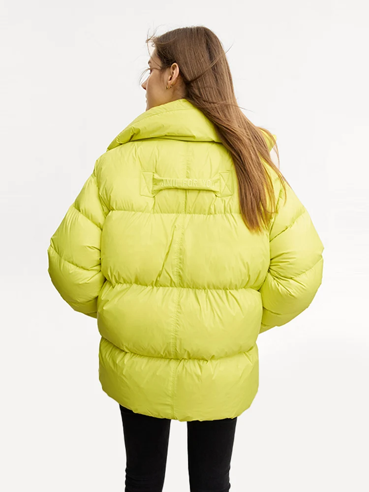 Imagem -05 - Amii-jaqueta de Pato Minimalista para as Mulheres Cabolsa Quente com Lenço e Gola Cor Sólida Streetwear Inverno Novo 2023 12344106