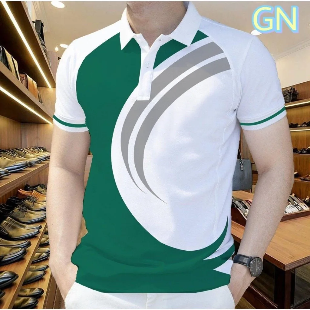 Tiki's Hot selling Men's Shirt 3D Digital Print Design for European and American New Trendy Button Flip Collar Men's POLO Shirt