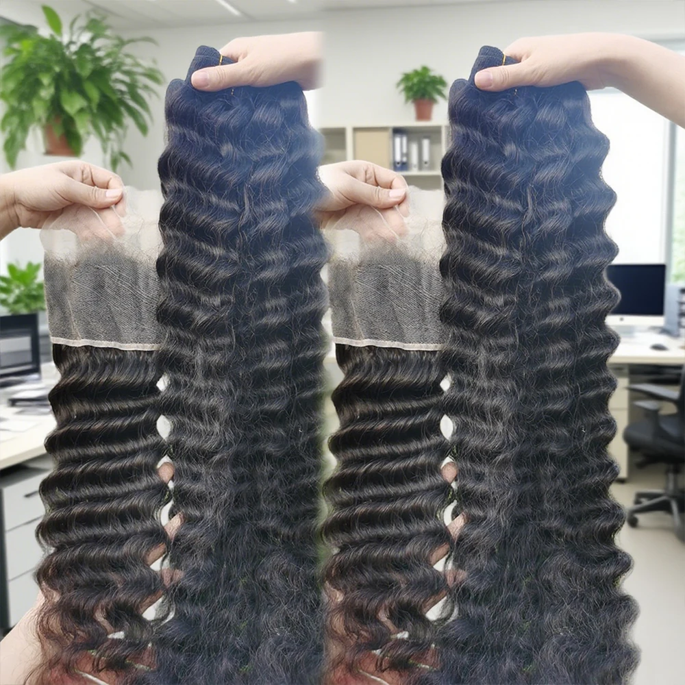 Unbehandelte, lose, tief gewel – Deep Wave 3 Bundles With Closure Bewertung und Preis