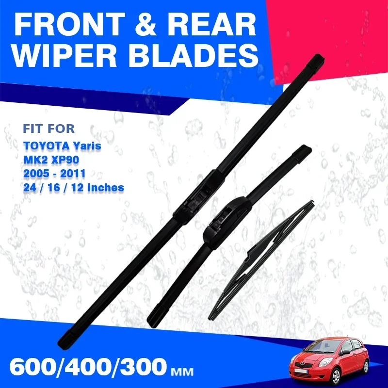 

For TOYOTA Yaris XP90 MK2 Builted in Japan 2005 - 2011 Front Rear Wiper Blades Windshield Accessories 2006 2007 2008 2009 2010