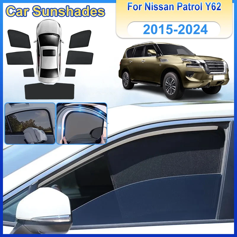 

Car Visor For Nissan Patrol Accessories Y62 2015-2024 Auto Mesh Shades Window Sunshades Sunscreen Privacy Curtains Sun Auto Part