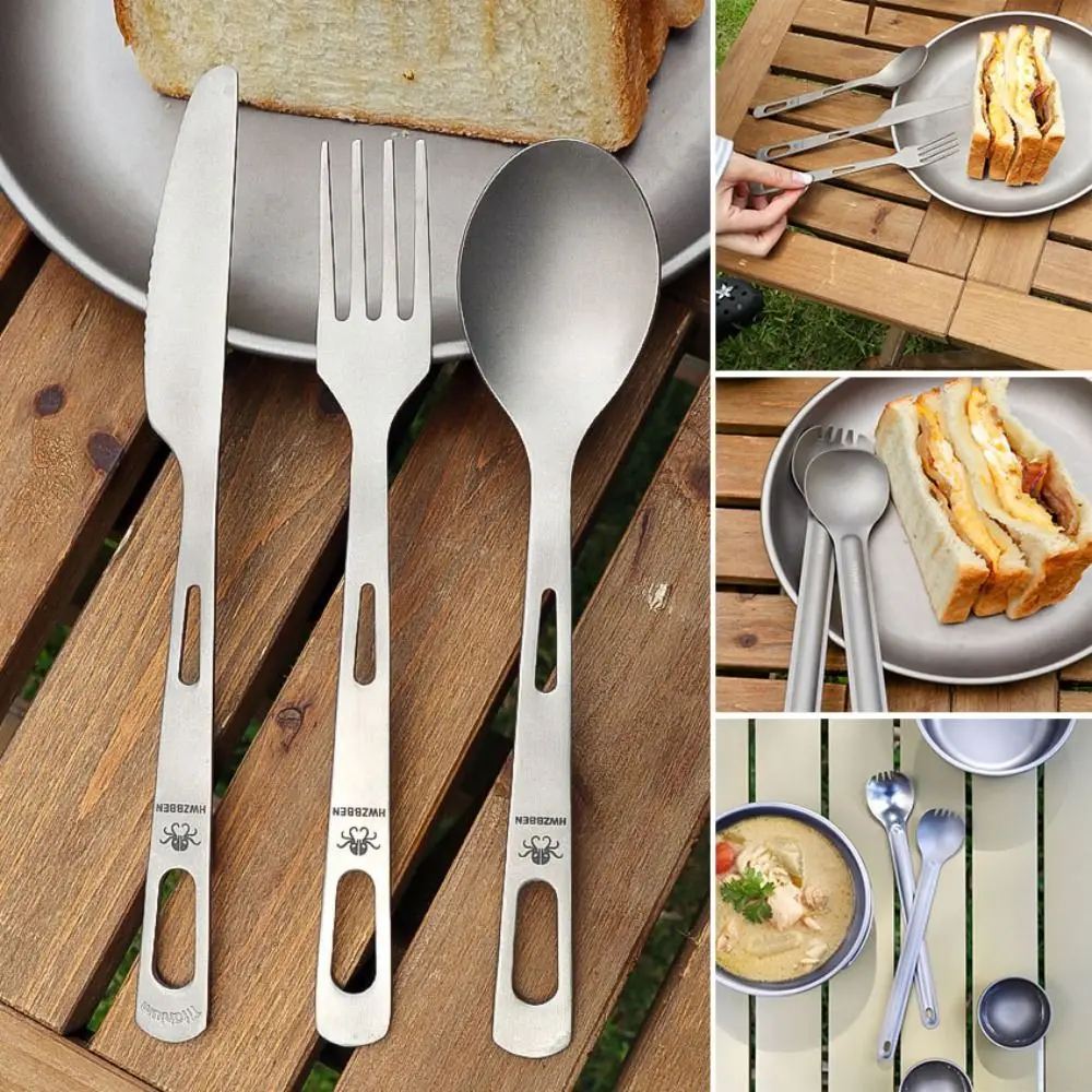 

New Portable Titanium Spoon Long Handle Environmental Light Titanium Cookware Outdoor Picnic Accessories Outdoor Tool