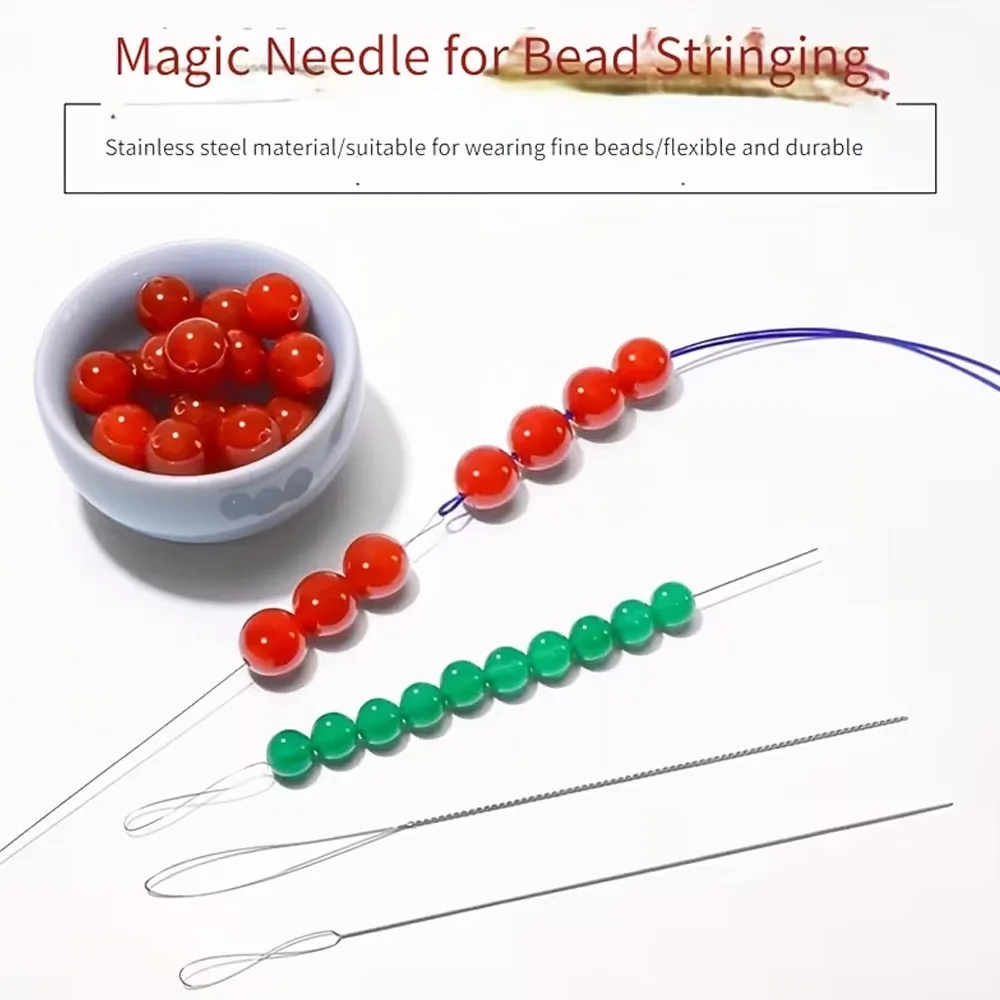 7pcs Stainless Steel Bead Needles Magical Fine Bead DIY Jewelry Making Tools Handicrafts Bead Accessories Sturdy Durable Flexib