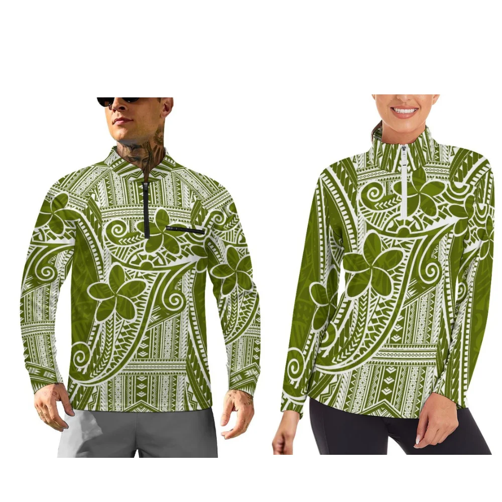 Polynesian Long-Sleeved Sweatshirts Long-Sleeved Sportswear Couple Outfits And Flower Patterns Can Be Customized