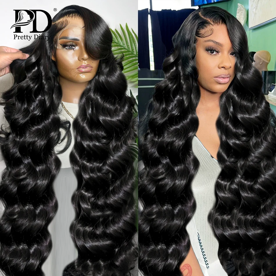 13x6 HD Lace Front Wig Brazilian 220 Density Body Wave 30 40 Inch Transparent 13x4 Water Wave Frontal Human Hair Wigs For Women