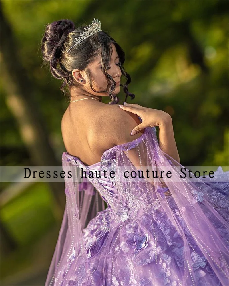 Lilac Purple Quinceanera Dresses  Sweet Princess Ball Gown 2025 Birthday Party Gowns Cape Customized Vestidos De 15 Quinceañera