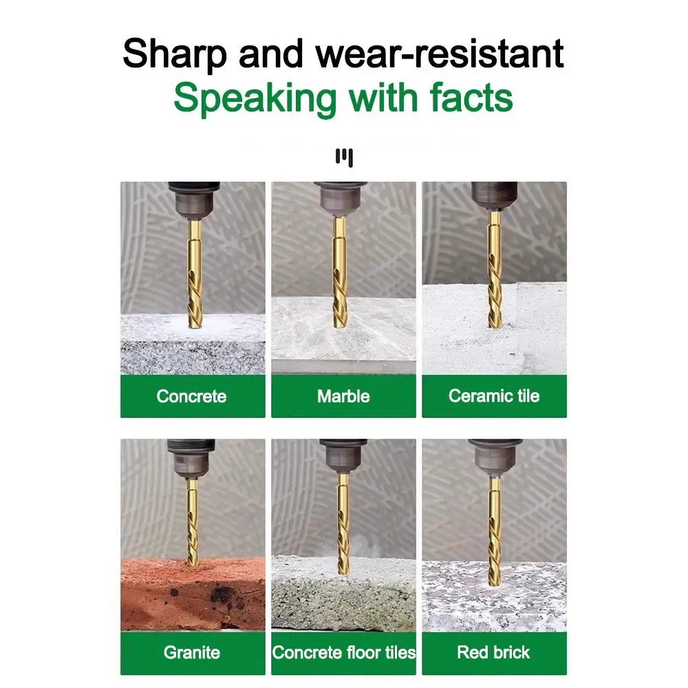 

Четырехгранное крестообразное шестигранное сверло для плитки, нескользящее сверло с шестигранным хвостовиком высокой твердости, набор сверл для открывания отверстий в бетонном кирпичи