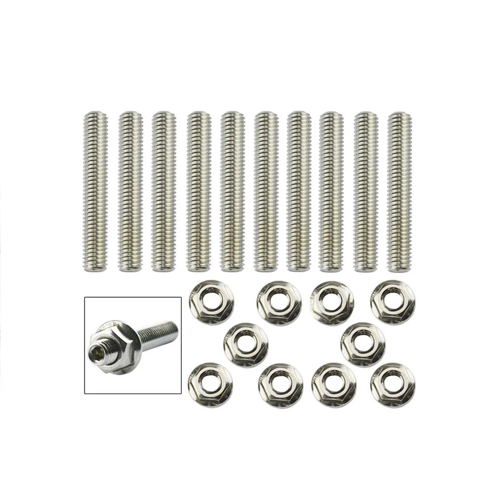 

30pcs Stainless Steel Exhaust Manifold Bolts Nuts Kit Durable Corrosion Resistant Auto Replacement Parts For Car Vehicle Silver
