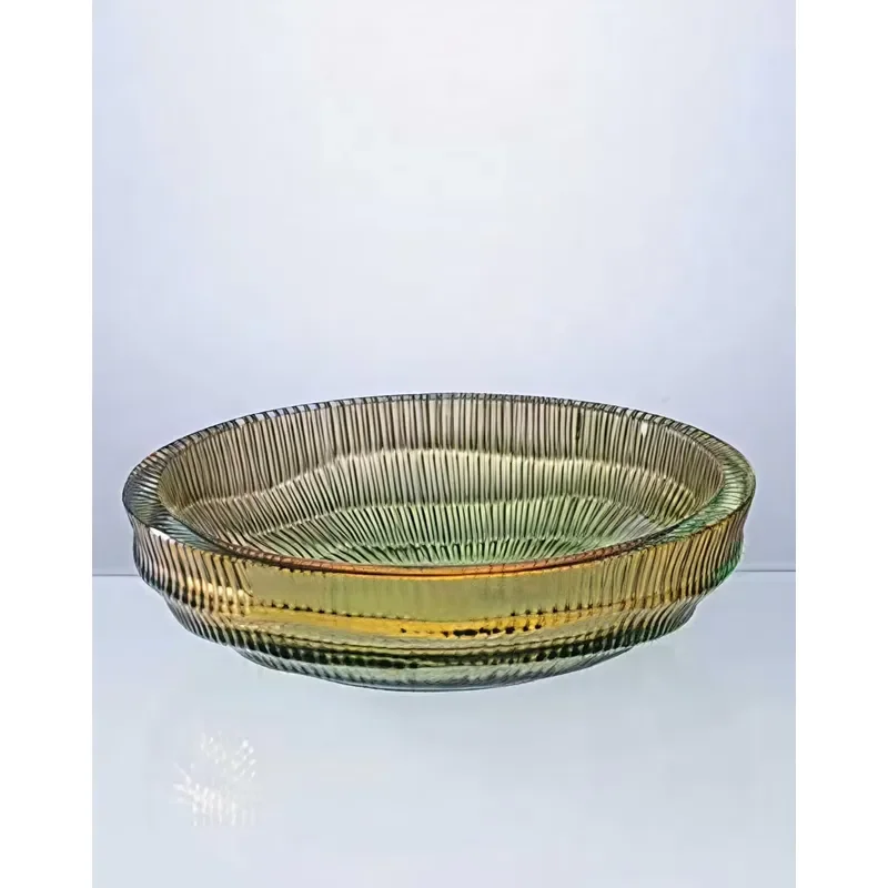 Gradient Glass Storage Bowl with Groove for Coffee Table Sundries Tray Key Remote Control Holder Desktop Home Soft Decoration