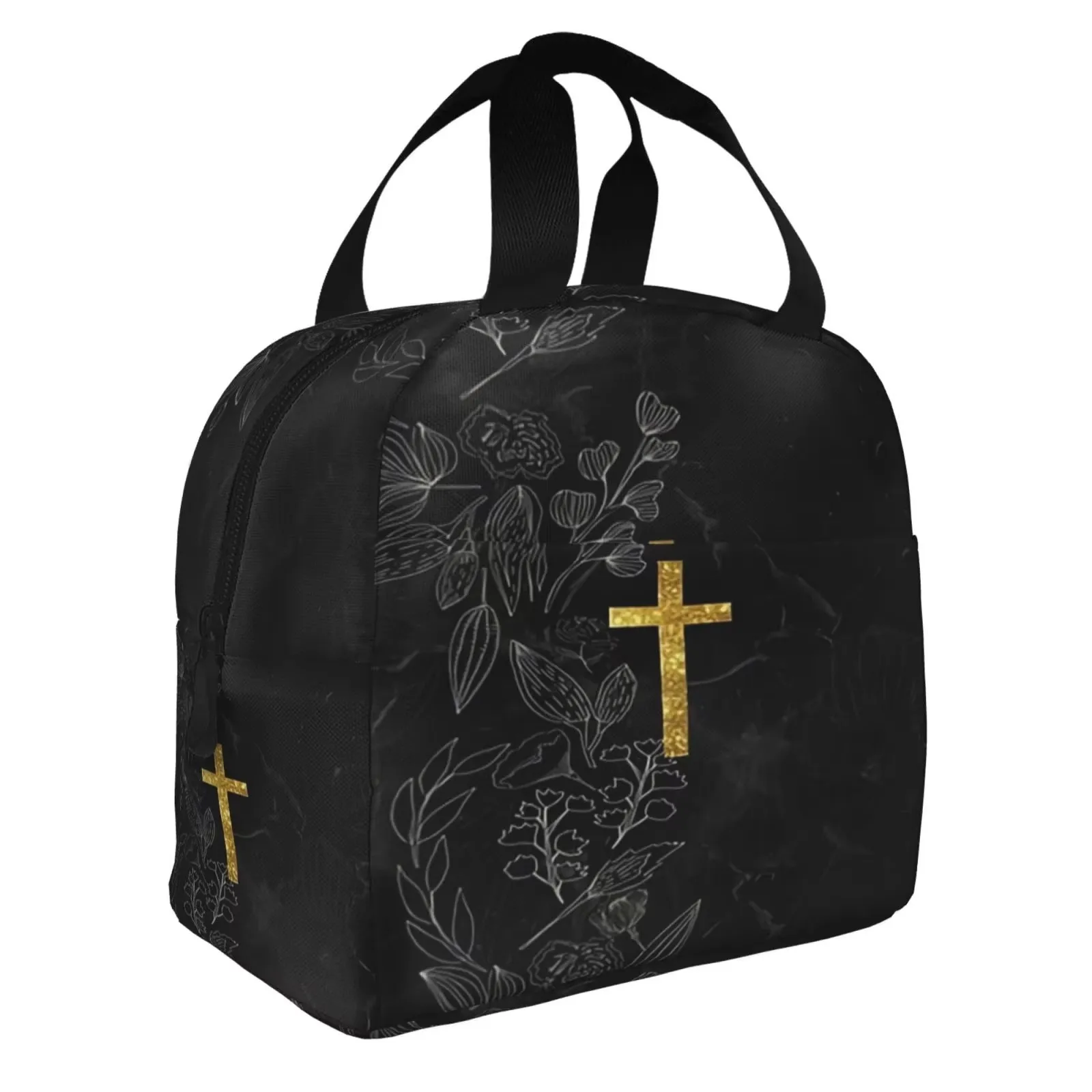 Jesus Cross Insulated Lunch Bag Waterproof Thermal Cooler Tote for School Office Women Children Food Storage Container