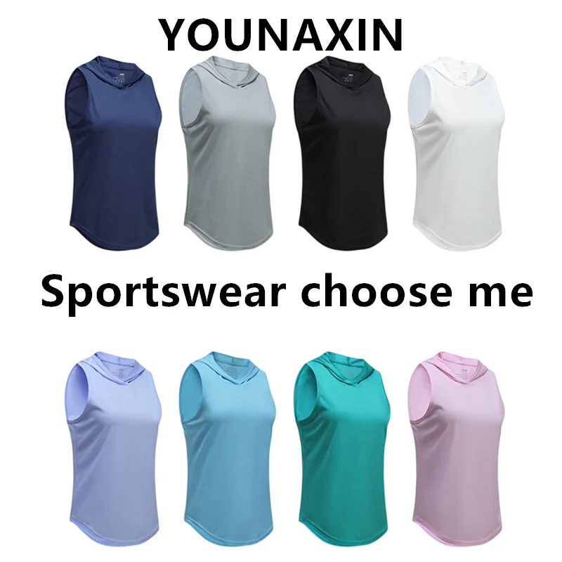 5 Pcs Women's Quick Dry Sleeveless Curved Hem Tank Top Athletic Shirt for Yoga Gym Running Multi-color S M L XL YOUNAXIN