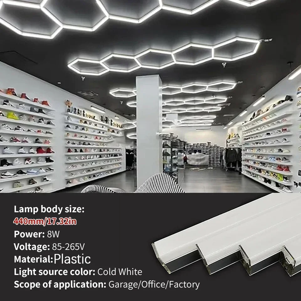 Honeycomb LED Lamps Garage 440mm LED Tubes Lighting AC85-265V Hexagon Led Ceiling Light For Workshop Cutomized Barbershop Office