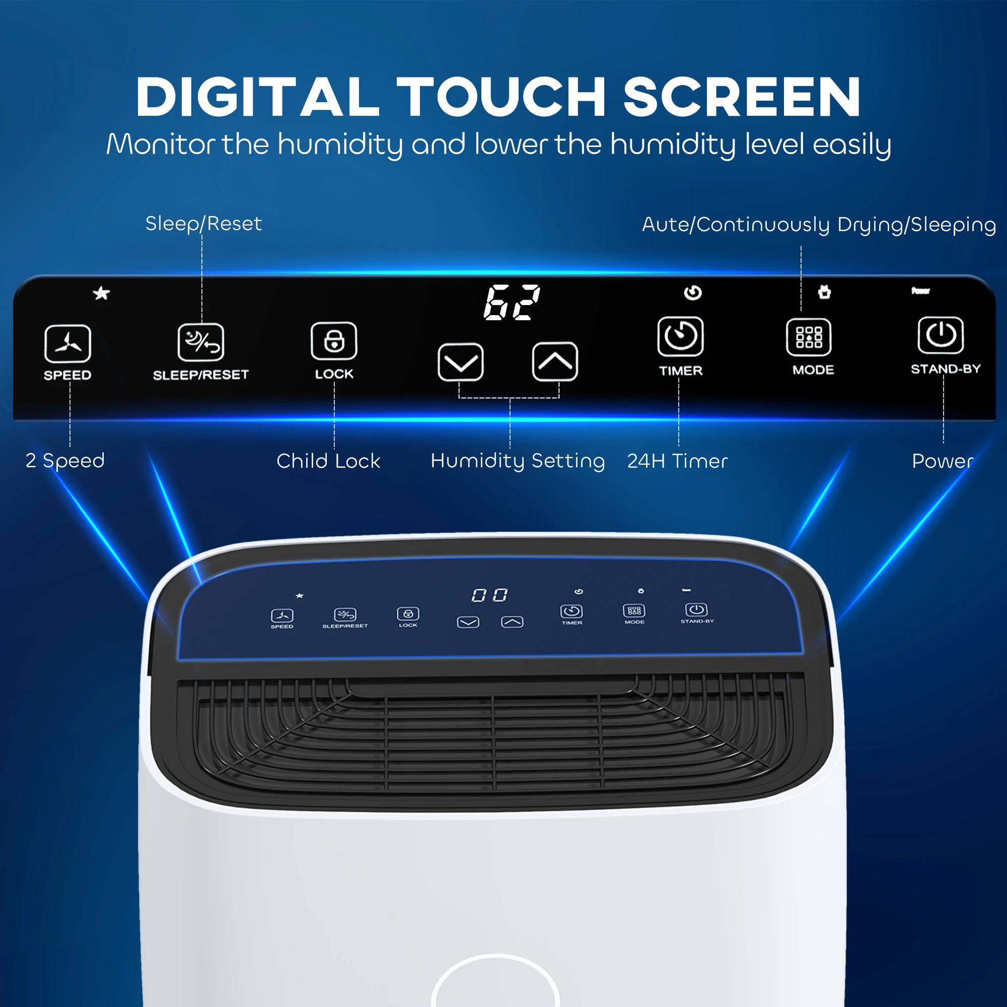HOMCOM 20L/Day Portable Quiet Dehumidifier for Home, Electric Air De-Humidifier