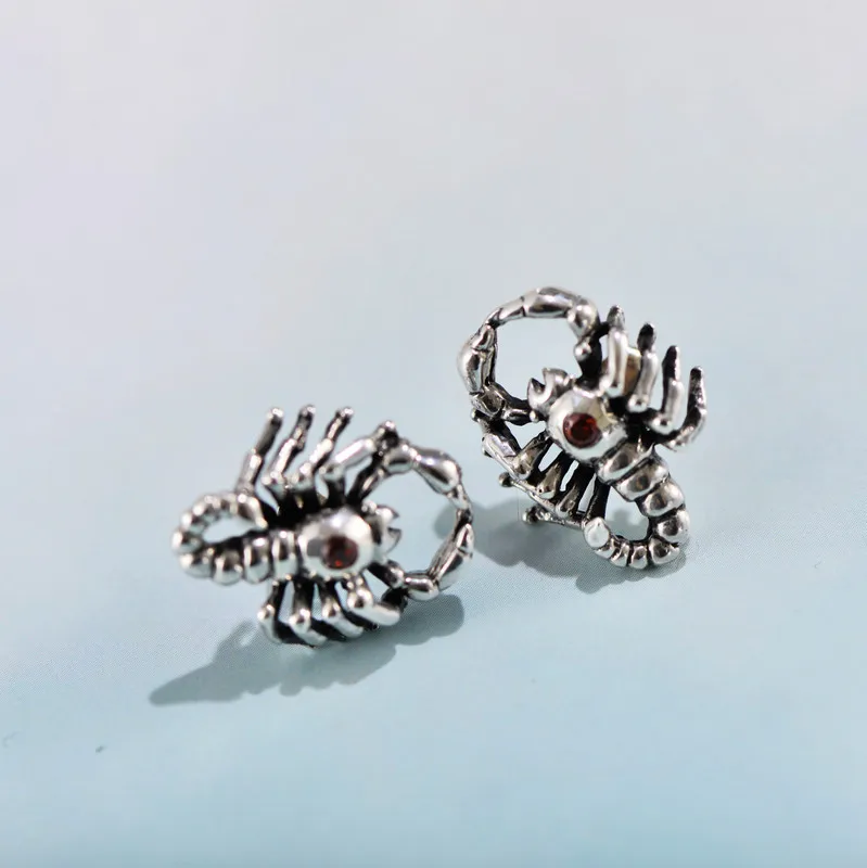 Pure S925 Silver Earrings Women Animal Scorpion Stud Earrings Stamp S925