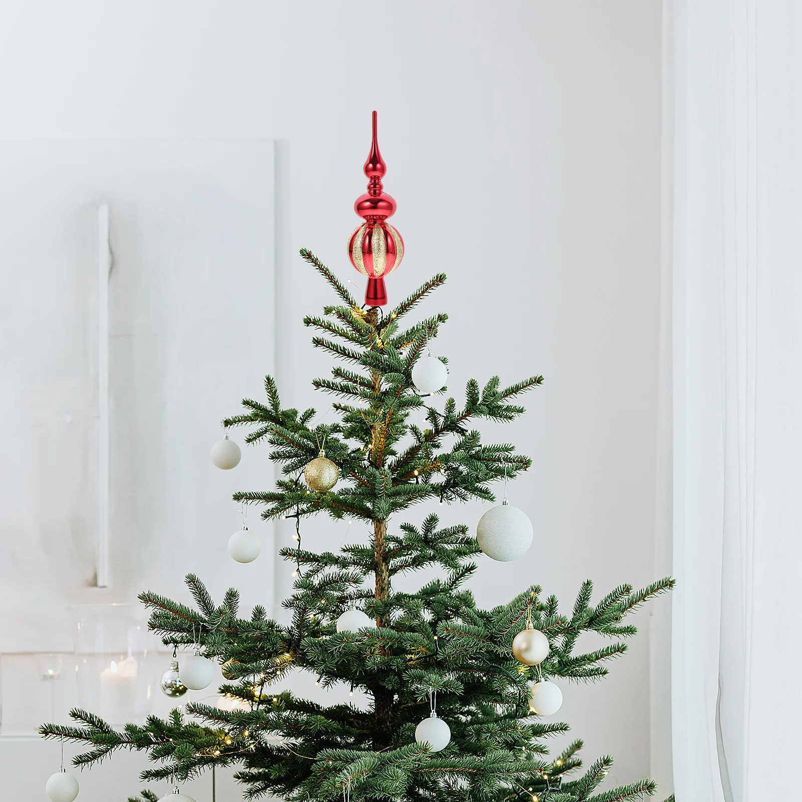 

Plastic Spherical Christmas Tree Topper Ornament Lightweight Decor for Xmas Tree Holiday Party Events Christmas Decoration