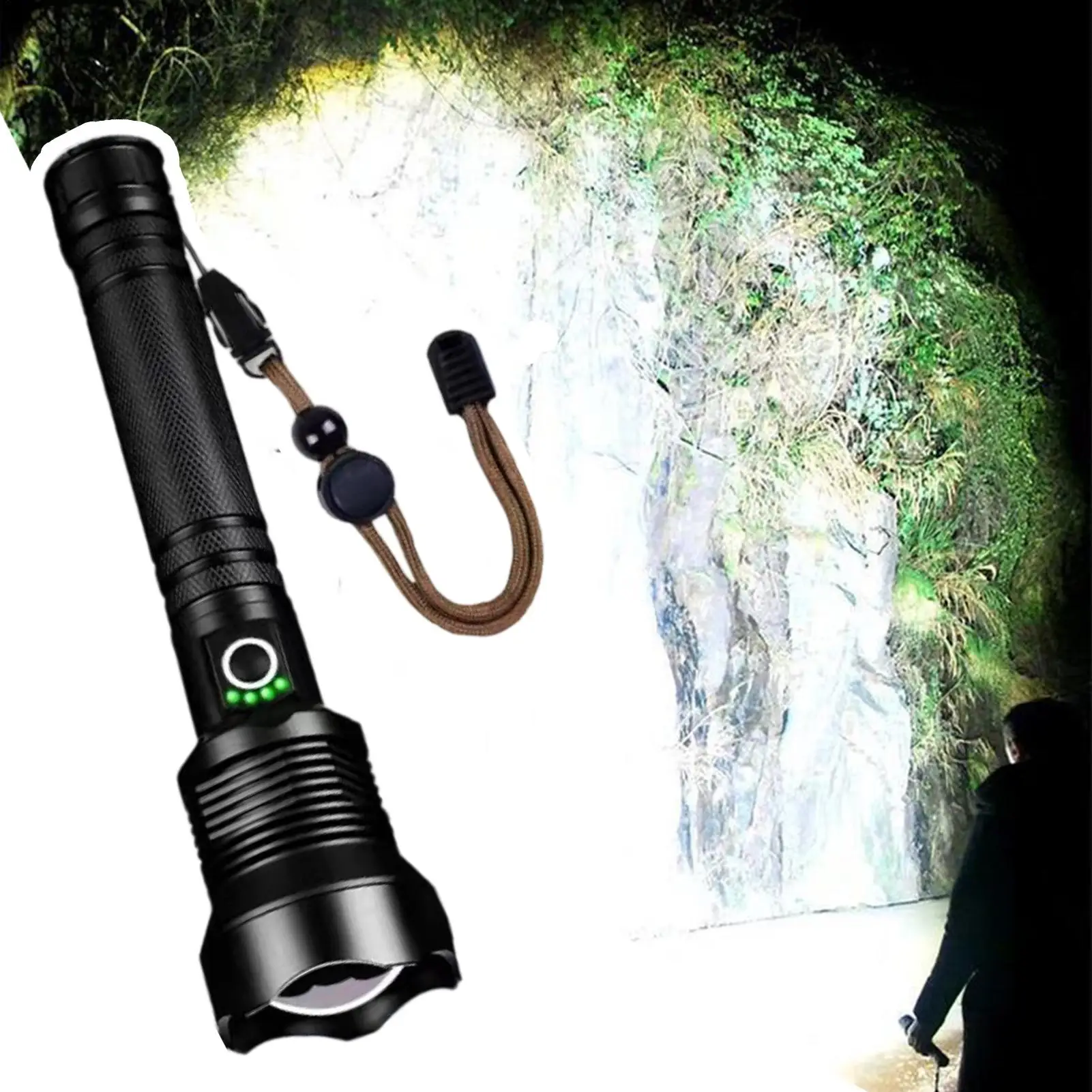 

Powerful Flashlight Zoomable LED Camping Light USB Rechargeable Waterproof Flashlight for Bushcraft Tornado Survival Outdoor