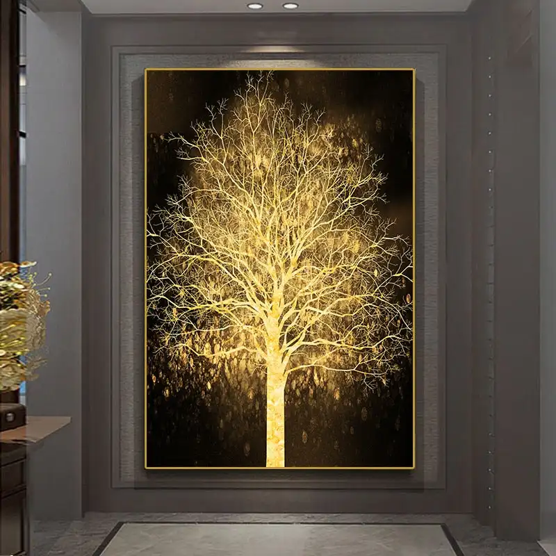 

Golden Tree Luxury Poster Wall Art Canvas Painting Decorative Pattern Living Room Home Decor No Frame