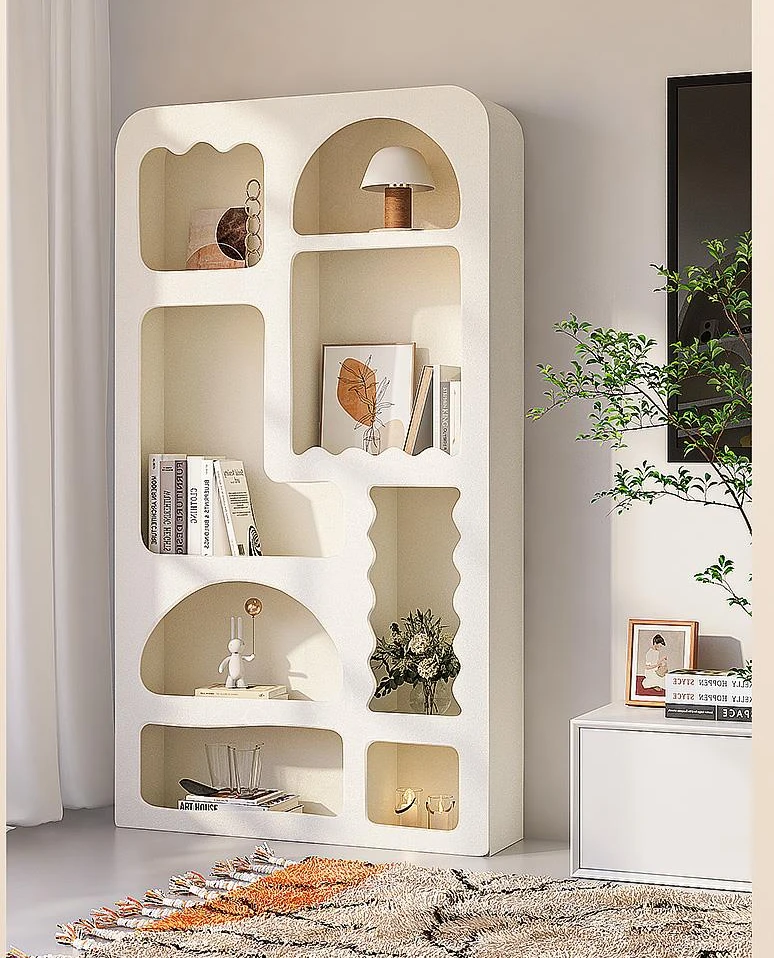 

Cream Style Bookshelf Living Room Shelf Floor Cabinet Hallway Bedroom Bookcase Storage Cave Cabinet