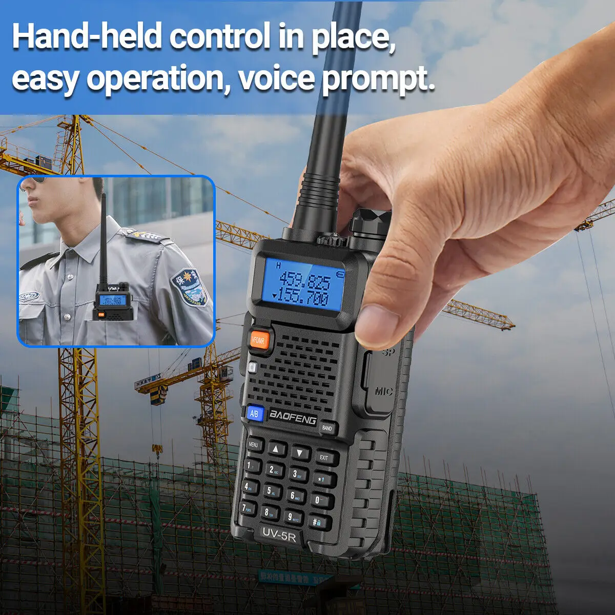 BAOFENG Walkie Talkie UV-5R, 2 buah VHF UHF Radio dua arah jarak jauh 128CH VOX penerima genggam UV5R UV 5R Ham Radio