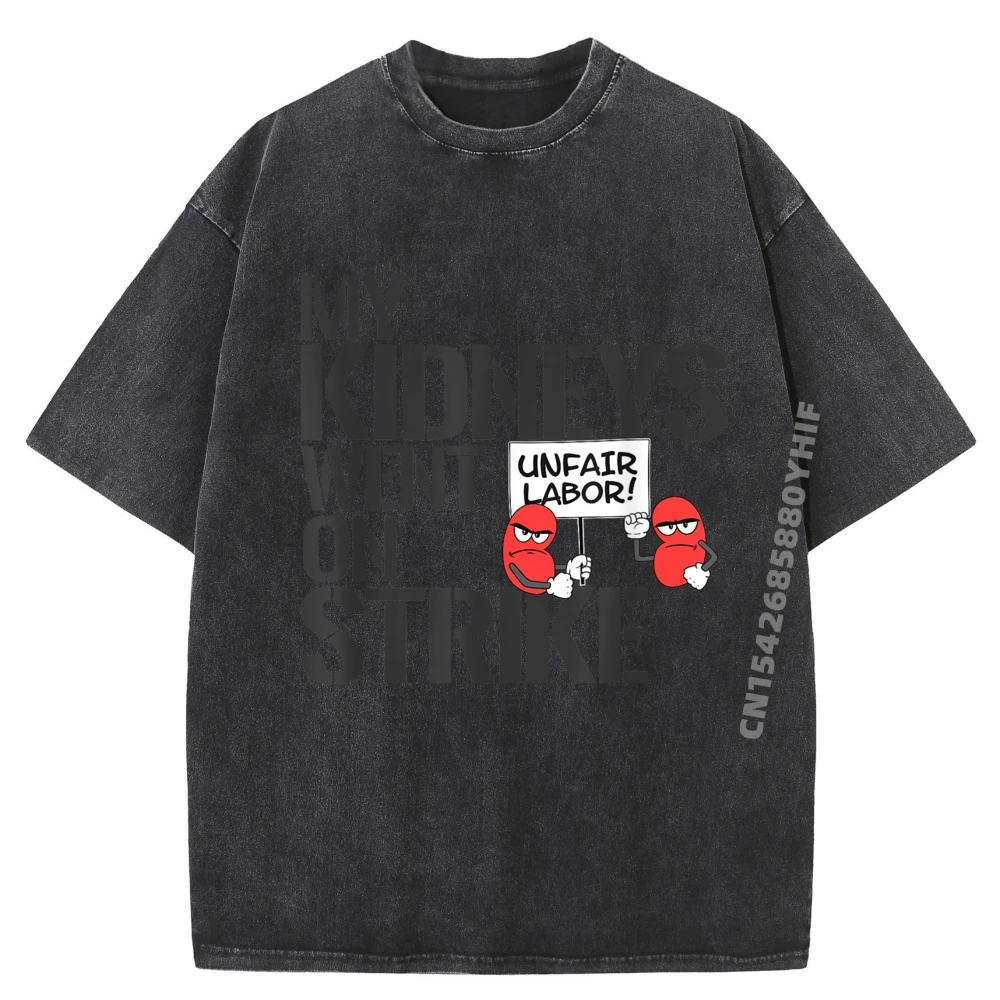 

Мужские футболки Молодежные футболки с принтом My Kidneys Are On Strike Футболки с нормальным рисунком Мужские потертые футболки в стиле ретро