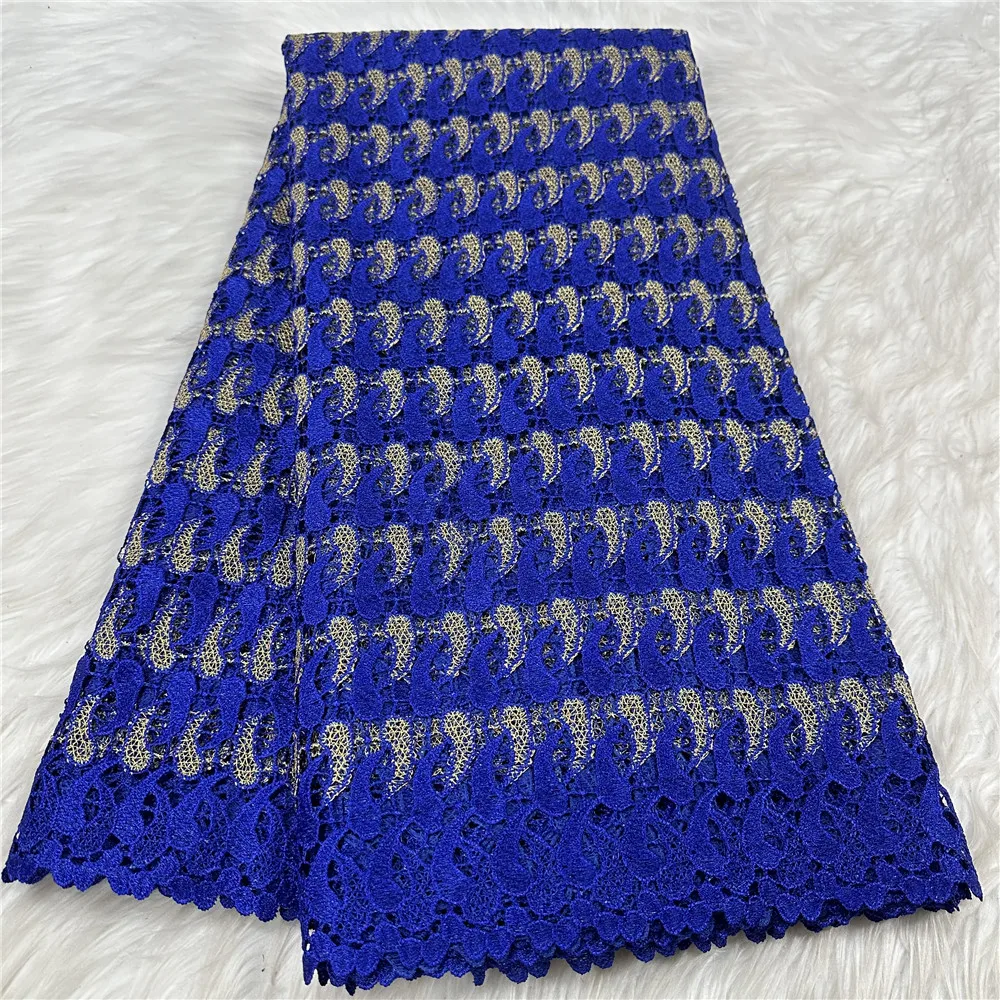 High Quality 5 Yards African Nigerian Water Soluble Lace Crystals Fabric Elegant Cord Guipure Lace Fabric For Dress Sewing 730