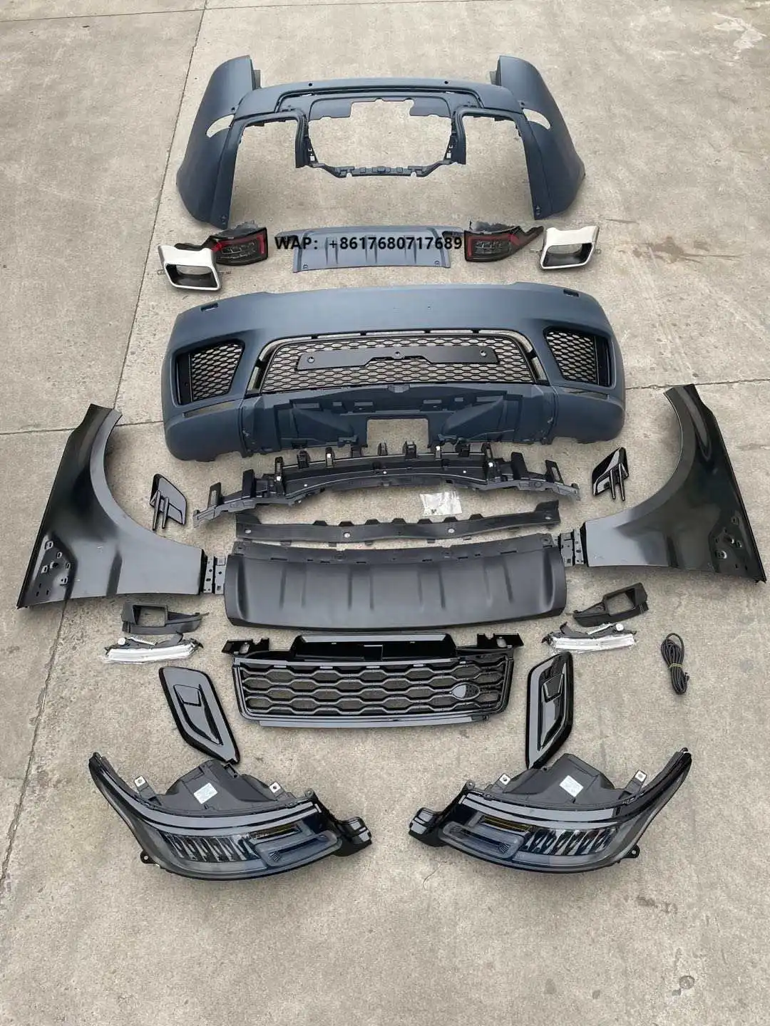 Suitable for RANGE ROVER Sport 2013-2017 Upgrade to 2018-2020 OEM Model Body Kit with Front Rear Bumper Assembly with Auto Lamps