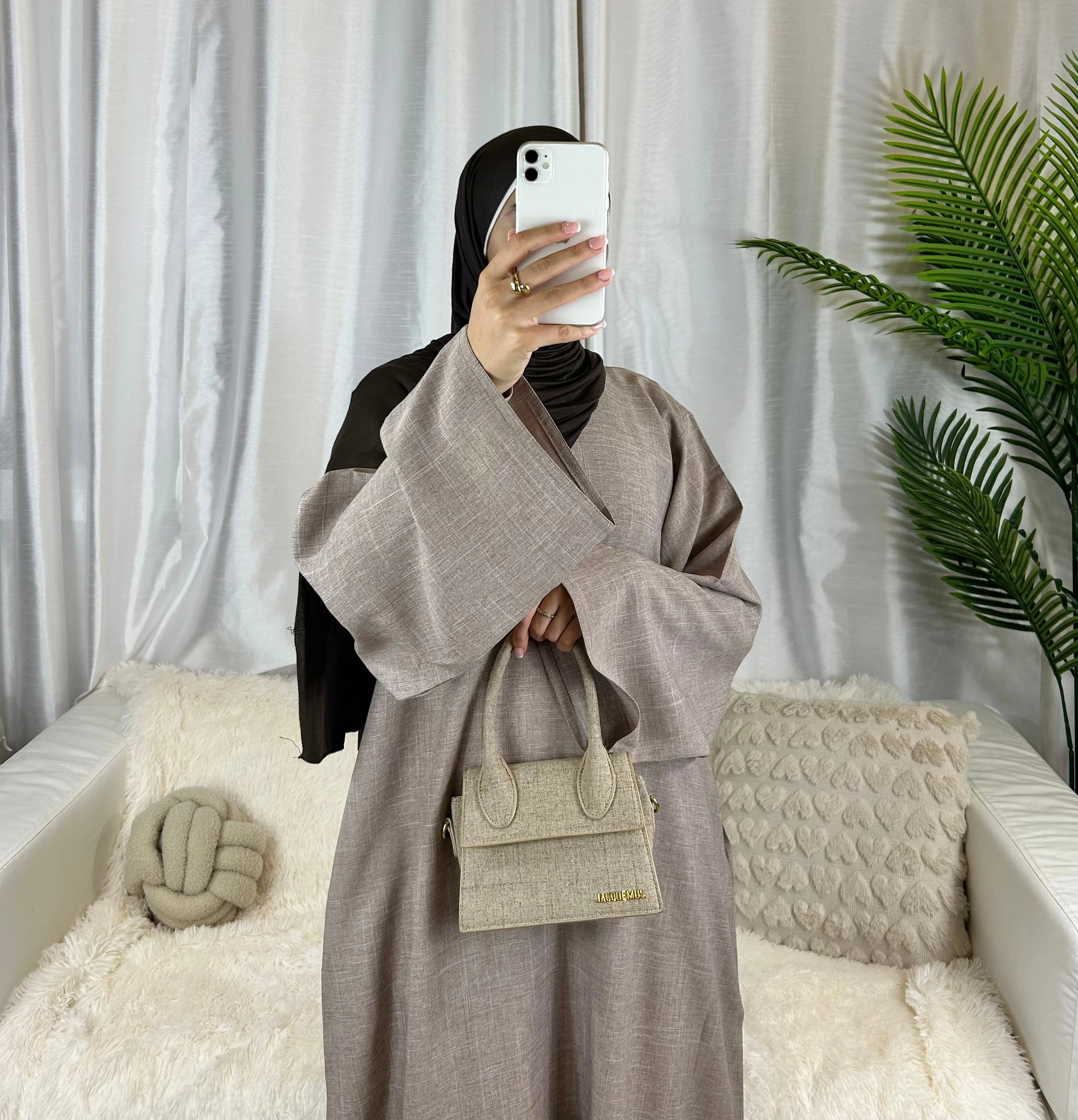 Lino Abaya Chiuso Dubai Lusso Pianura Musulmano Abito Hijab Turchia Casual Abaya Abiti Africani per Le Donne Ramadan Eid Islam Caftano